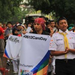 Anggota PMR mengikuti pawai #2612CareDay di depan kantor Balai Kota Banda Aceh (Foto M Iqbal/SeputarAceh.com)