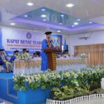 Pidato Rektor IAI Almuslim Aceh Dr Nazaruddin MA dalam rapat senat terbuka dalam rangka wisuda angkatan XI (Foto IST)